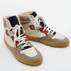Pre Owned Balenciaga Multicolor Neoprene and Patent and Leather High Top Sneakers Size 42