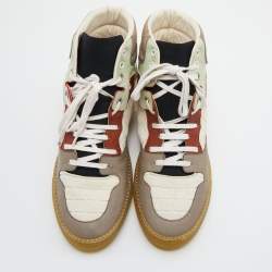 Pre Owned Balenciaga Multicolor Neoprene and Patent and Leather High Top Sneakers Size 42
