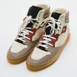 Pre Owned Balenciaga Multicolor Neoprene and Patent and Leather High Top Sneakers Size 42