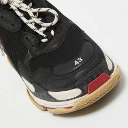 Pre Owned Balenciaga Black Leather and Mesh Triple S Sneakers Size 43