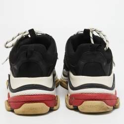 Pre Owned Balenciaga Black Leather and Mesh Triple S Sneakers Size 43