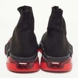 Pre Owned Balenciaga Black  Knit Fabric Speed LT Clear Sneakers Size 45