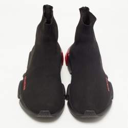 Pre Owned Balenciaga Black  Knit Fabric Speed LT Clear Sneakers Size 45