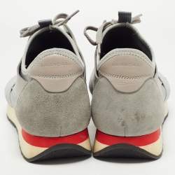 Pre Owned  Balenciaga Grey Knit Fabric and Leather Race Runner Sneakers Size 42