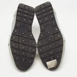 Pre Owned  Balenciaga Grey Knit Fabric and Leather Race Runner Sneakers Size 42