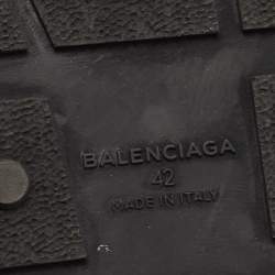 Pre Owned  Balenciaga Grey Knit Fabric and Leather Race Runner Sneakers Size 42