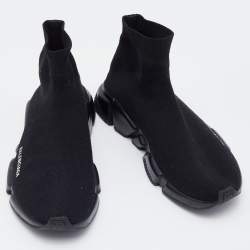Pre Owned Balenciaga Black Knit Fabric Speed Trainer Sneakers Size 41