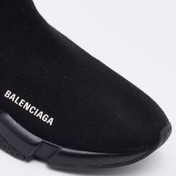 Pre Owned Balenciaga Black Knit Fabric Speed Trainer Sneakers Size 41