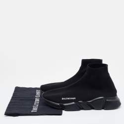Pre Owned Balenciaga Black Knit Fabric Speed Trainer Sneakers Size 41