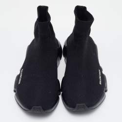 Pre Owned Balenciaga Black Knit Fabric Speed Trainer Sneakers Size 41