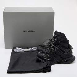 Pre Owned Balenciaga Black Leather and Mesh Track Hike Sneakers Size 39