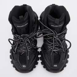 Pre Owned Balenciaga Black Leather and Mesh Track Hike Sneakers Size 39