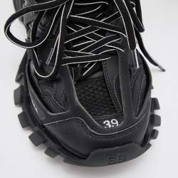 Pre Owned Balenciaga Black Leather and Mesh Track Hike Sneakers Size 39