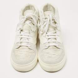 Balenciaga White/Grey Leather and Suede High Top Sneakers Size 44