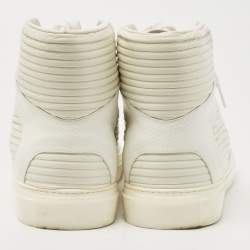 Balenciaga White/Grey Leather and Suede High Top Sneakers Size 44