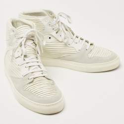 Balenciaga White/Grey Leather and Suede High Top Sneakers Size 44