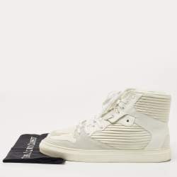 Balenciaga White/Grey Leather and Suede High Top Sneakers Size 44