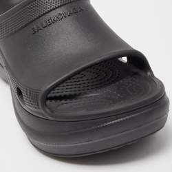 Pre Owned Balenciaga Black Rubber Slide Flats Size 42