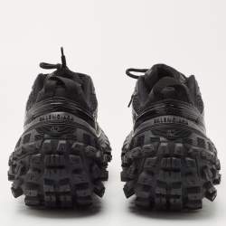 Pre Owned Balenciaga Black Leather and Mesh Defender Sneakers Size 42