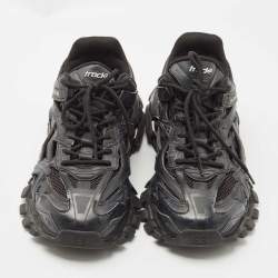 Pre Owned Balenciaga Black Leather and Mesh Track 2 Sneakers Size 42