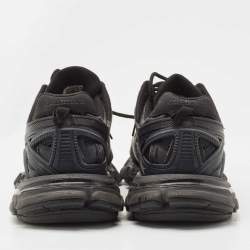 Pre Owned Balenciaga Black Leather and Mesh Track 2 Sneakers Size 42