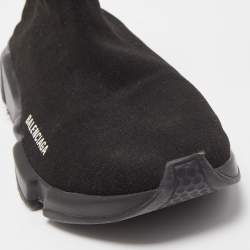 Pre Owned Balenciaga Black Knit Fabric Speed Trainer Sneakers Size 45