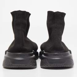 Pre Owned Balenciaga Black Knit Fabric Speed Trainer Sneakers Size 45