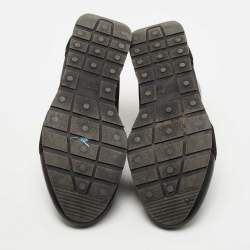 Pre Owned Balenciaga Black Leather and Fabric Race Runner Sneakers Size 39