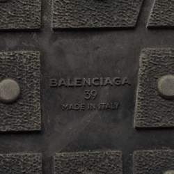 Pre Owned Balenciaga Black Leather and Fabric Race Runner Sneakers Size 39