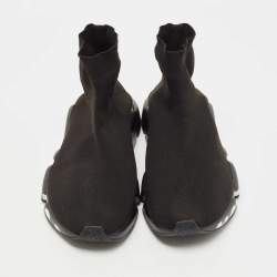 Pre Owned Balenciaga Black Knit Fabric Speed Trainer Sneakers Size 43