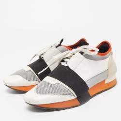 Balenciaga Tricolor Leather and Mesh Race Runner Sneakers Size 40