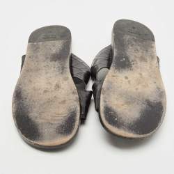 Balenciaga Black Croc Embossed Leather Cosy Slides Size 46