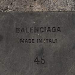 Balenciaga Black Croc Embossed Leather Cosy Slides Size 46