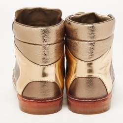 Balenciaga Metallic Tricolor Leather High Top Sneakers Size 40