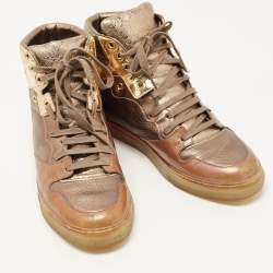Balenciaga Metallic Tricolor Leather High Top Sneakers Size 40