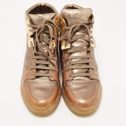 Balenciaga Metallic Tricolor Leather High Top Sneakers Size 40