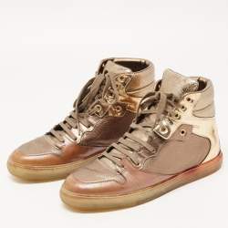 Balenciaga Metallic Tricolor Leather High Top Sneakers Size 40