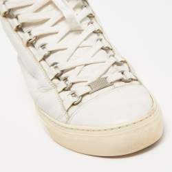 Pre Owned Balenciaga White Leather Arena High Top Sneakers Size 40