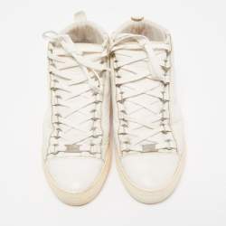 Pre Owned Balenciaga White Leather Arena High Top Sneakers Size 40
