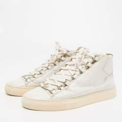 Pre Owned Balenciaga White Leather Arena High Top Sneakers Size 40