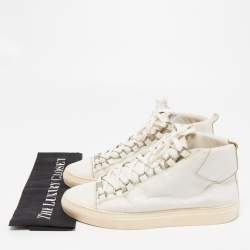 Pre Owned Balenciaga White Leather Arena High Top Sneakers Size 40
