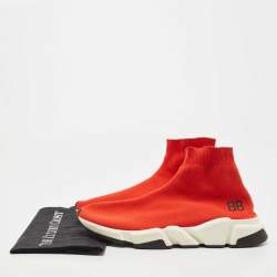 Balenciaga Red Knit Fabric Speed Trainer BB Sock Sneakers Size 43