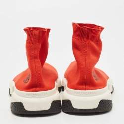 Balenciaga Red Knit Fabric Speed Trainer BB Sock Sneakers Size 43