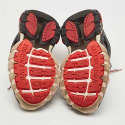 Pre Owned Balenciaga Black/Grey Leather and Mesh Track Sneakers Size 42