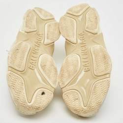 Pre Owned Balenciaga White/Grey Leather and Mesh Triple S Sneakers Size 44