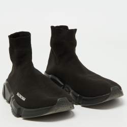 Pre Owned Balenciaga Black Knit Fabric Speed Trainer Sneakers Size 42