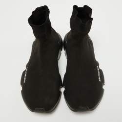 Pre Owned Balenciaga Black Knit Fabric Speed Trainer Sneakers Size 42