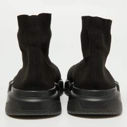 Pre Owned Balenciaga Black Knit Fabric Speed Trainer Sneakers Size 42