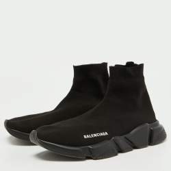 Pre Owned Balenciaga Black Knit Fabric Speed Trainer Sneakers Size 42