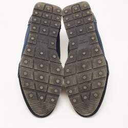 مملوكة مسبقًا Balenciaga Blue Leather and Mesh Race Runner Low Top Sneakers Size 43